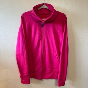 Zella Women's Jacket Zip Up Cowl Neck Thumb Holes‎ Athletic Pink Fuchsia Large